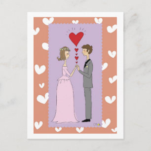 Roze bruiloft briefkaart