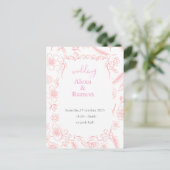 roze bruiloft briefkaart (Staand voorkant)