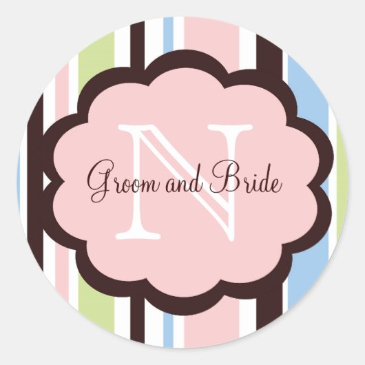 Roze Bruiloft Favor Sticker (Voorkant)