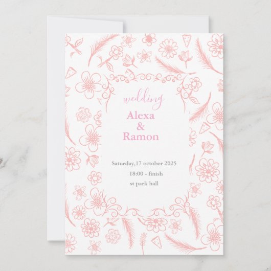 roze bruiloft kaart (Voorkant)