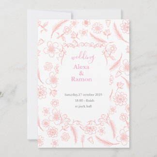 roze bruiloft kaart