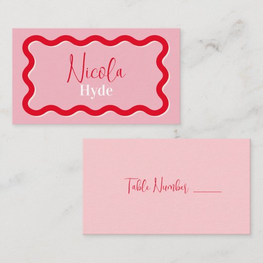 Roze bruiloft met platte kaart plaatskaartje (Voorkant / Achterkant)