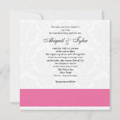 Roze bruiloft Monogram Damask uitnodiging (Achterkant)