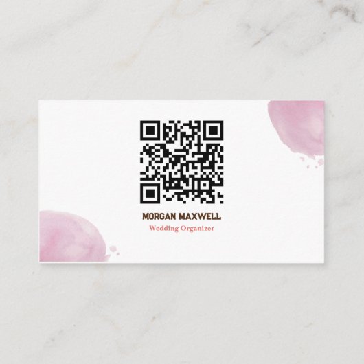 Roze Bruiloft Organisator QR Code Visitekaartje (Achterkant)