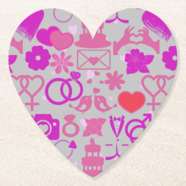 Roze Bruiloft ornamenten patroon 03 Grijs BG Kartonnen Onderzetters