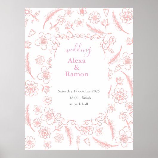 roze bruiloft poster (Voorkant)
