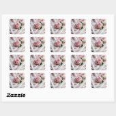 Roze bruiloft Roos op tule Vierkante Sticker (Vel)