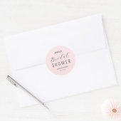 Roze Bruiloft Shower Script Minimalistisch Ronde Sticker (Envelop)