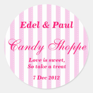 Roze Bruiloft Snoep Shoppe Sticker