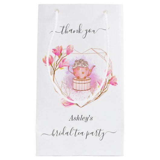 Roze Bruiloft Thee Feestje Gift Zak Klein Cadeauzakje (Voorkant)