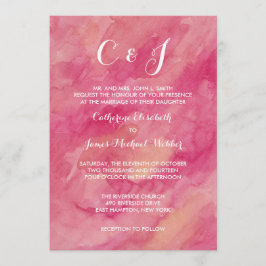 Roze bruiloft uitnodiging bruid's ouders hosting