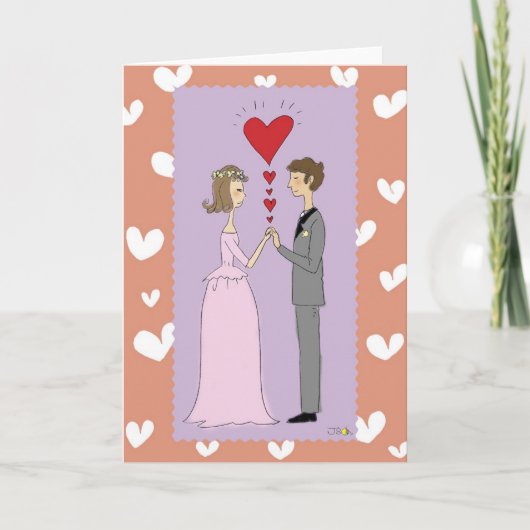 Roze bruiloft wenskaart kaart (Voorkant)