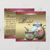 Roze Bruilofts Thee Feestje Kaart (Voorkant / Achterkant)
