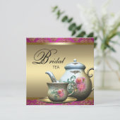 Roze Bruilofts Thee Feestje Kaart (Staand voorkant)