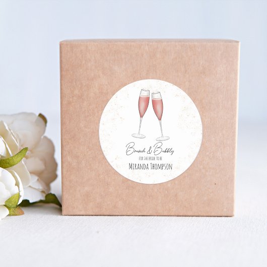 Roze Bruiloftsborrel Brunch en Mousserende Wijn Aq Ronde Sticker