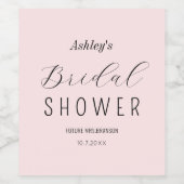 Roze Bruiloftsborrel Brunch Wijn Etiket (Enkel label)