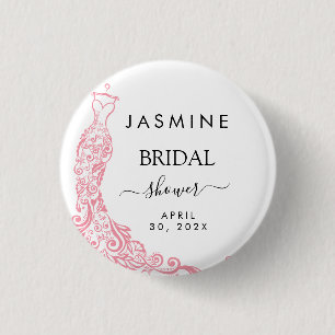 Roze bruiloftsborrel welkom ronde button 3,2 cm