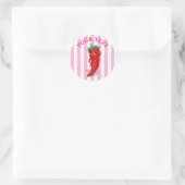 Roze Bruiloftsfeest Met Rode Hete Peper Diva Ronde Sticker (Tas)
