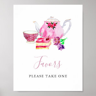 Roze Bruiloftsfeest Theepartij Favorieten Bord Cut Poster