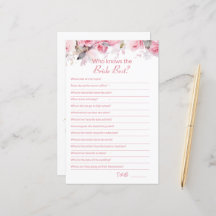 Roze Bruiloftsuitnodiging Hoe goed ken je spelkaar
