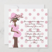 Roze Bruin Afro-Amerikaanse Baby Meisje Douche Kaart (Achterkant)