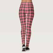 Roze Bruin Checker Diamant Patroon Leggings (Achterkant)