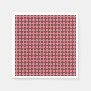 Roze Bruin Checker Diamant Patroon Papier Servet
