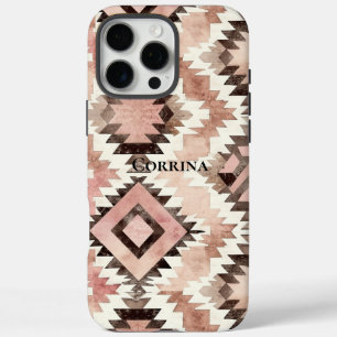 Roze Bruin Cowgirl Southwestern Tribal iPhone 16 Pro Max Hoesje