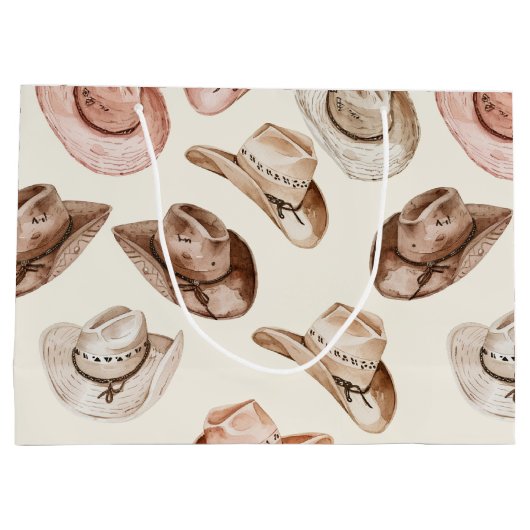 Roze Bruin Cowgirl Zuidwestelijke Petten Verjaarda Groot Cadeauzakje (Achterkant)