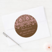 Roze & Bruin Damask Bruidsdouche Sticker (Envelop)