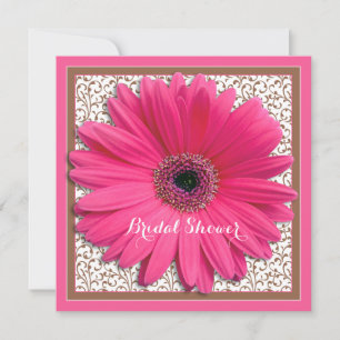 Roze bruin Gerbera Daisy Bridal Shower Kaart
