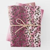 Roze Bruin Luipaard Print Glitter Dream Inpakpapier Vel (In situ)