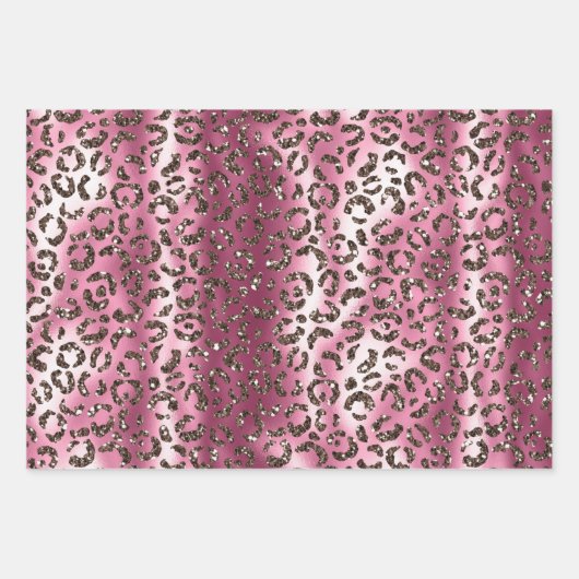 Roze Bruin Luipaard Print Glitter Dream Inpakpapier Vel (Voorkant)