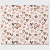 Roze Bruin Luipaard Print Hearts Cadeaupapier (Vlak)