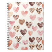 Roze Bruin Luipaard Print Hearts Notitieboek (Voorkant)