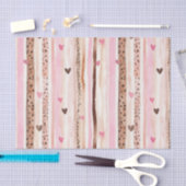 Roze Bruin Luipaard Print Hearts Stripes Verjaarda Tissuepapier (Craft)