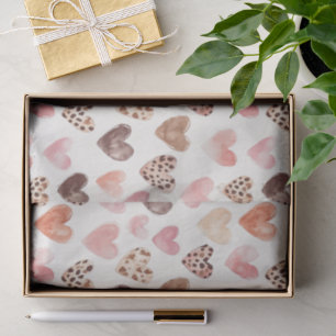 Roze Bruin Luipaard Print Hearts Verjaardag Tissuepapier