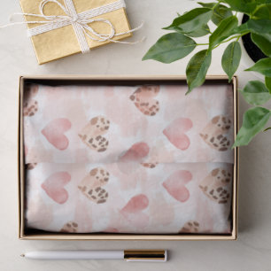 Roze Bruin Luipaard Print Hearts Verjaardag Tissuepapier