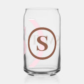 Roze Bruin Monogram Naam Blikvorm Glas (Achterkant)