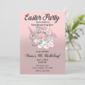 Roze Bruin Paasei Jacht Lente Verjaardagsfeest Kaart (Staand voorkant)