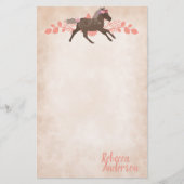 Roze, bruin Pony, gepersonaliseerd Briefpapier (Voorkant)