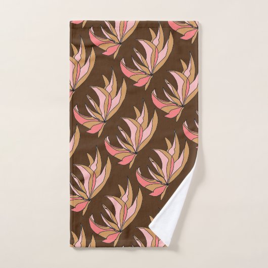 Roze Bruin Root Plant op Bruin Bad Handdoek (Handdoek)
