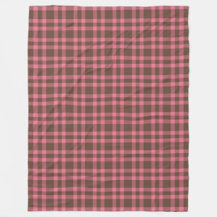 Roze bruin ruitpatroon fleece deken