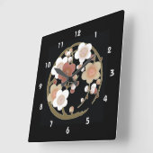 Roze bruin Sakura Japans Kimono Pattern Vierkante Klok (Hoek)