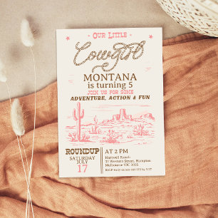  Roze Bruin Western Desert Cowgirl Verjaardag Kaart