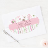 Roze Bruin Zoet Meisje Polka Dot Baby shower Ovale Sticker (Envelop)