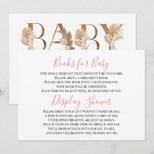 Roze bruine babymeisje display shower insteekkaart kaart