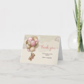 Roze bruine beige ballonnen tedy beer bedankt (Voorkant)