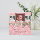 Roze & Bruine Bloem Fotoaankondiging Aankondiging (Staand voorkant)