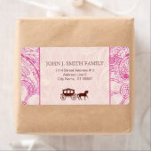 Roze & Bruine Bloemen Swirls - Aangepaste tekst Etiket (Insitu)